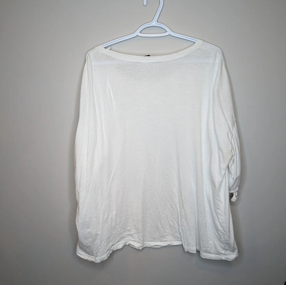 Lord & Taylor 100% Cotton White T Shirt Tasseled  Sleeves Women 2XL Plus Size - Picture 5 of 9